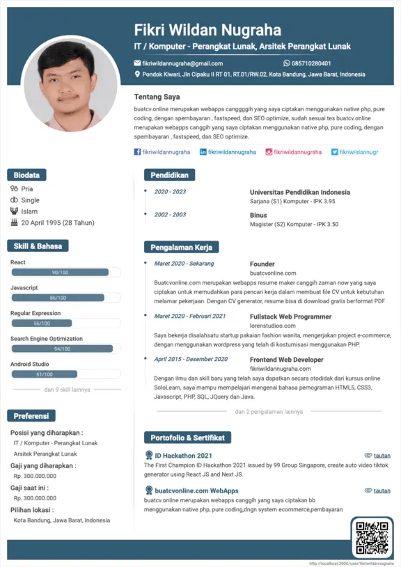 Curriculum Vitae Default - CV Fresh Graduate