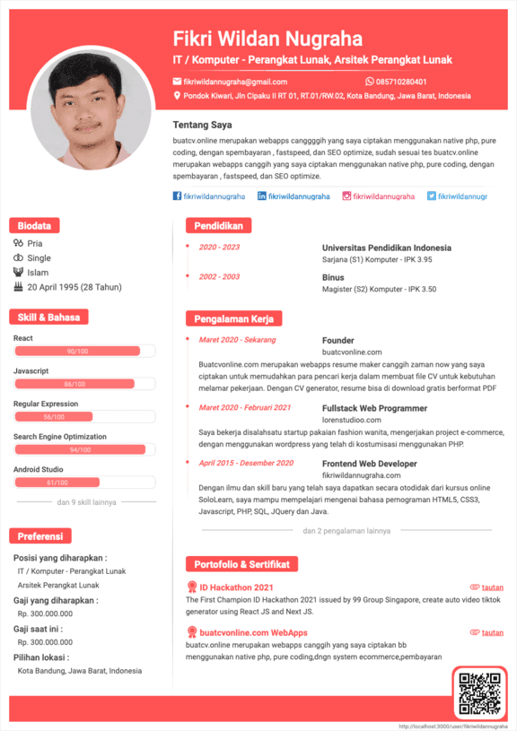 Curriculum Vitae Default Pink - Resume Maker