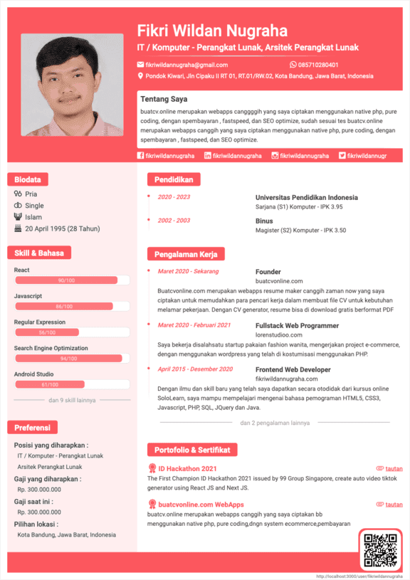 Curriculum Vitae Simple Pink - Unique CV