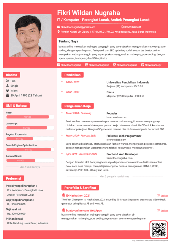 Curriculum Vitae Simple Pink - CV Unik